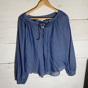 LOFT poet blouse chambray denim color L